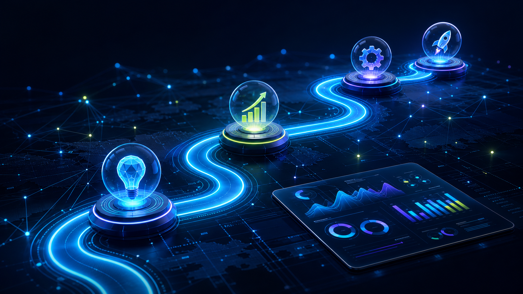 Luminous AI adoption roadmap with connected milestones