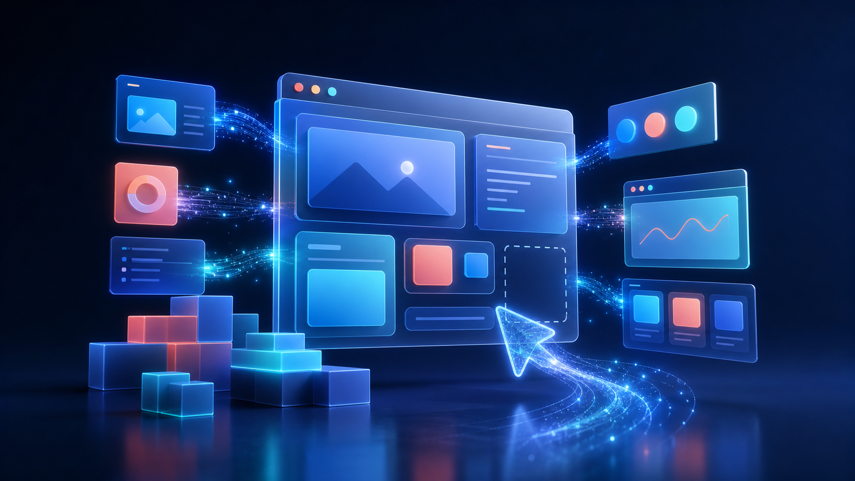 AI-powered application and web builder concept